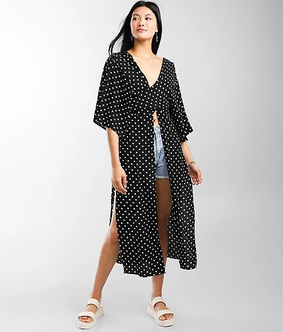 Polka Dot Surplice Wrap Top