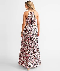 Woven Floral Cut-Out Maxi Dress