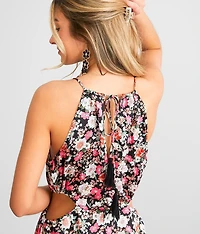 Woven Floral Cut-Out Maxi Dress