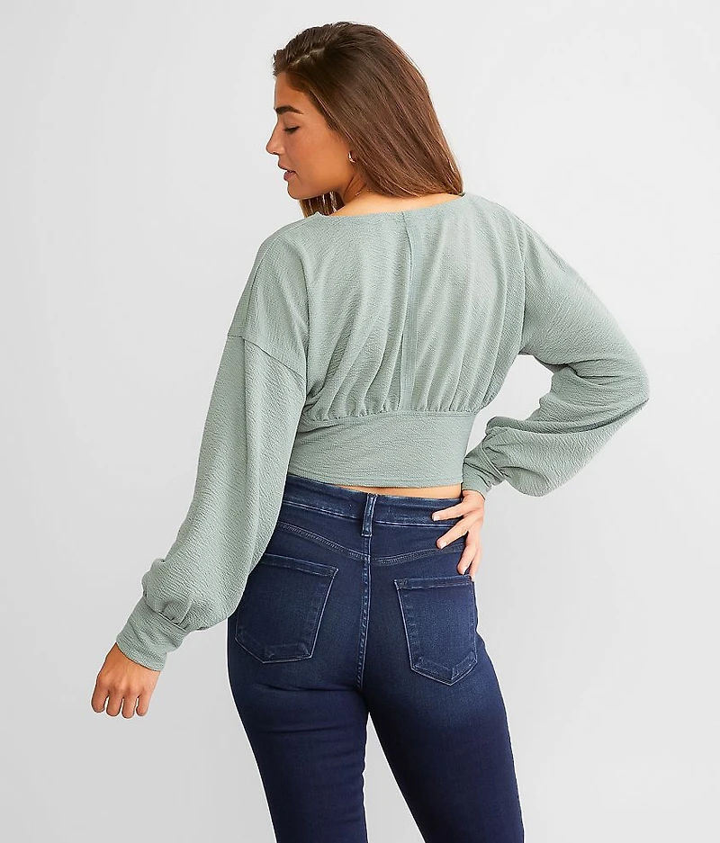 Textured Surplice Cropped Top