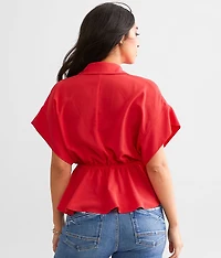 Front Tie Peplum Blouse
