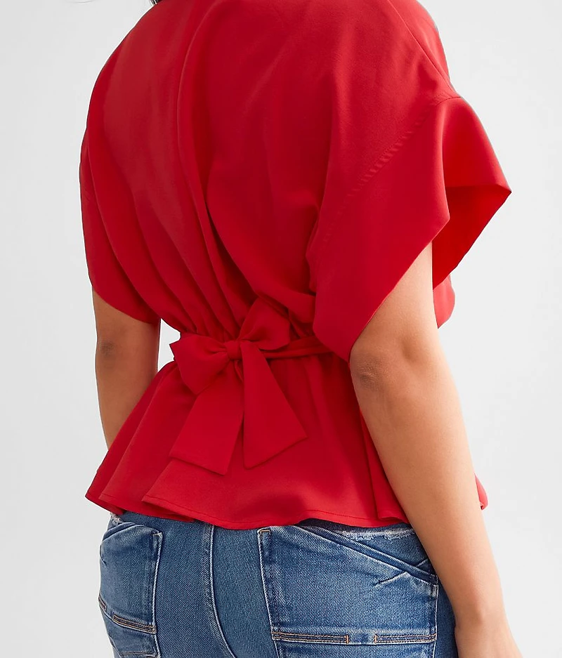 Front Tie Peplum Blouse