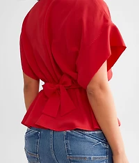 Front Tie Peplum Blouse