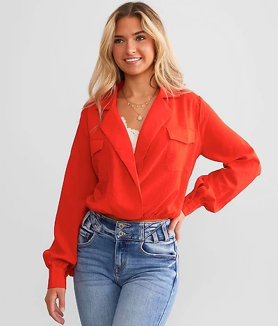Collared Surplice Top