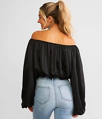 Swept Away Off The Shoulder Cropped Top