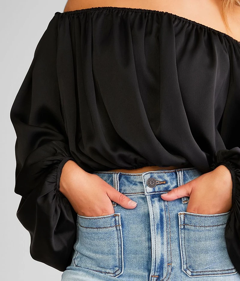 Swept Away Off The Shoulder Cropped Top