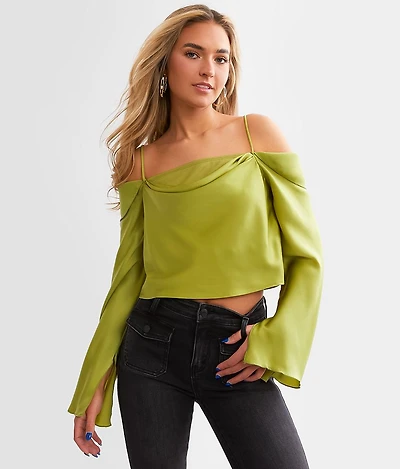 Satin Cold Shoulder Top