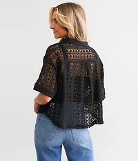 Boxy Crochet Cropped Blouse
