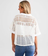 Boxy Crochet Cropped Blouse