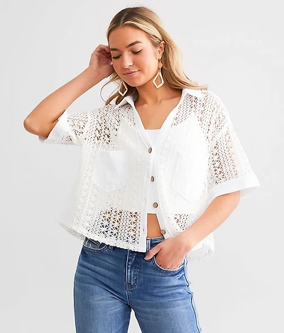 Boxy Crochet Cropped Blouse