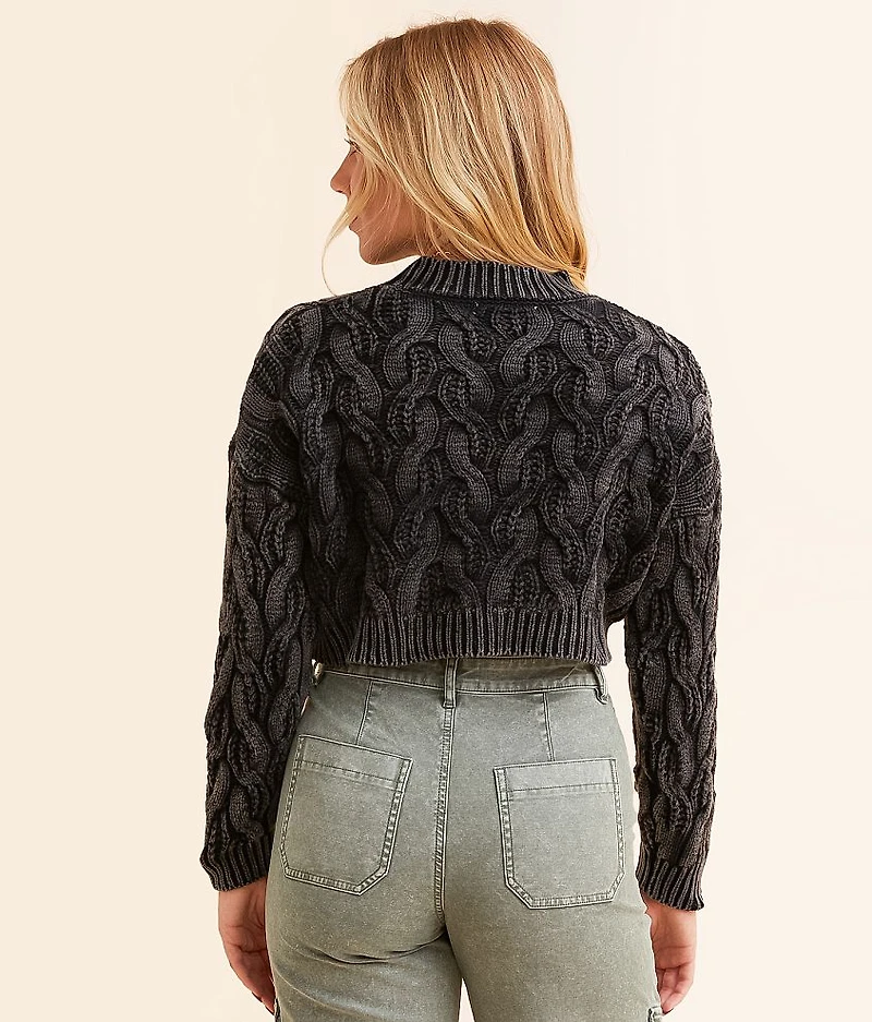Cropped Cable Knit Sweater