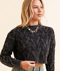 Cropped Cable Knit Sweater