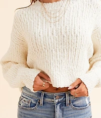 Popcorn Stitch Cropped Sweater