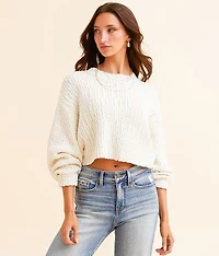Popcorn Stitch Cropped Sweater