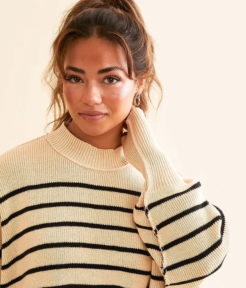 Cropped Knit Striped Sweater