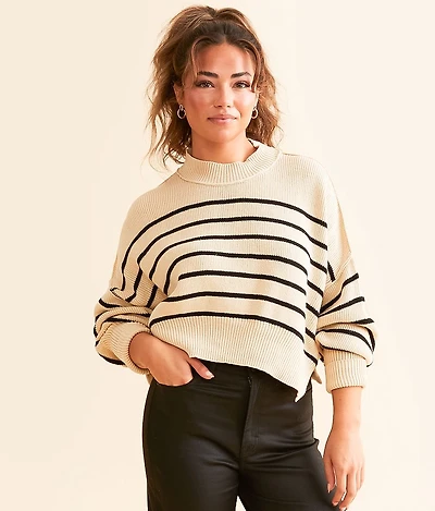 Cropped Knit Striped Sweater