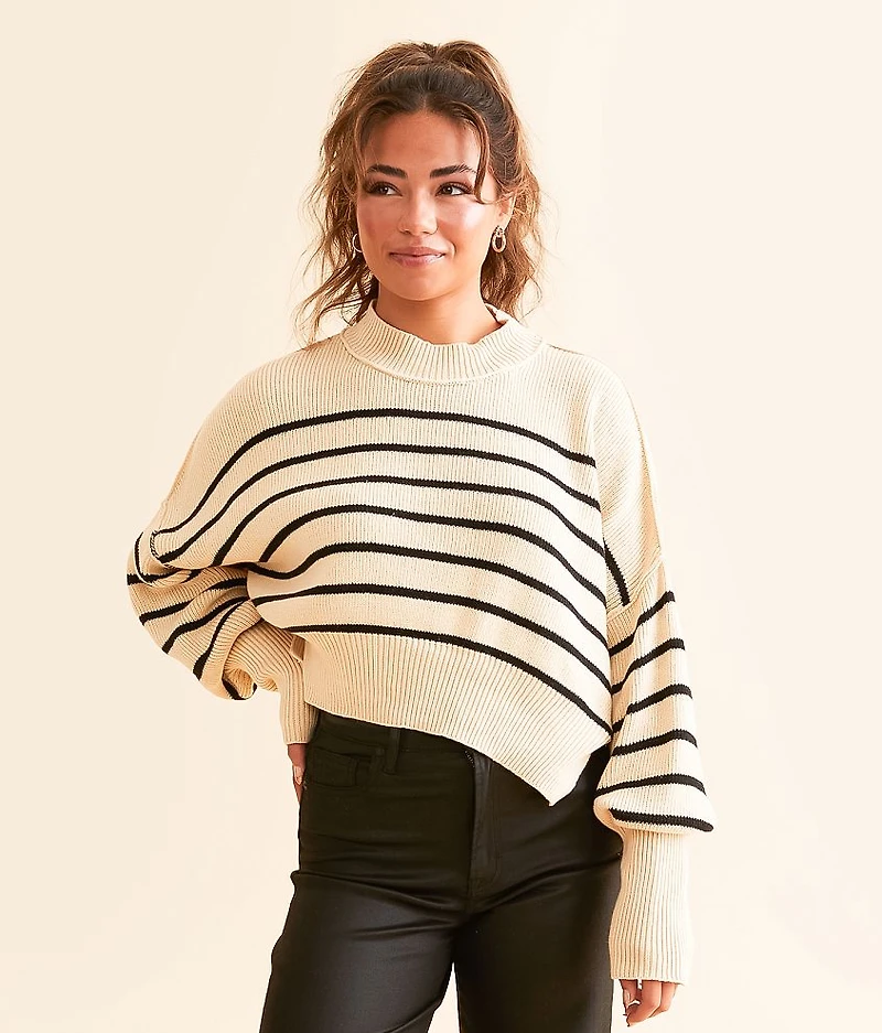 Cropped Knit Striped Sweater