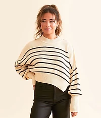 Cropped Knit Striped Sweater