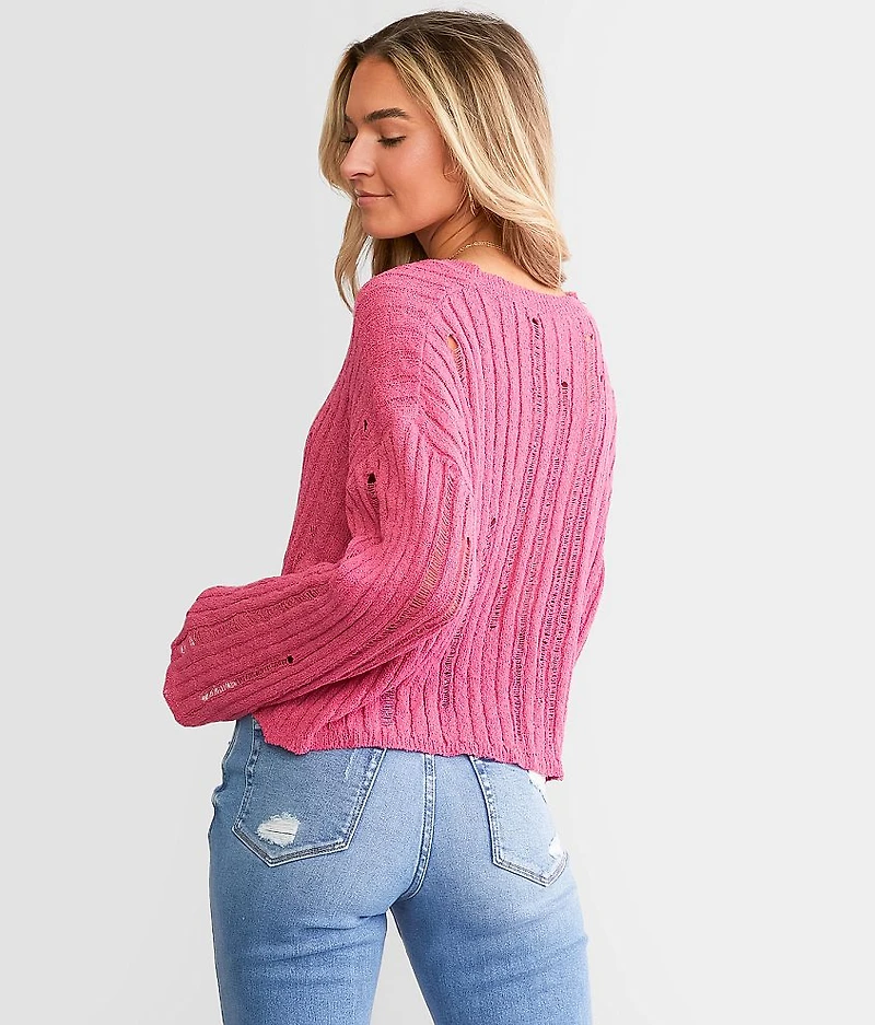 Destructed Boxy Cropped Sweater