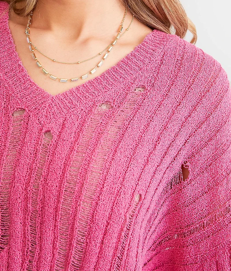 Destructed Boxy Cropped Sweater