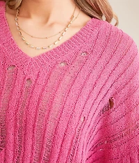 Destructed Boxy Cropped Sweater