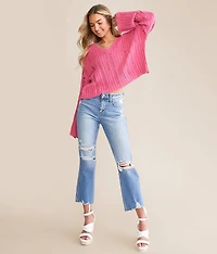 Destructed Boxy Cropped Sweater