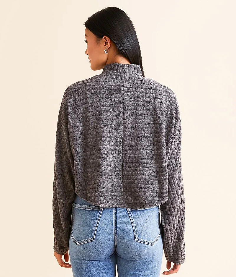 Ribbed Mock Neck Cropped Top
