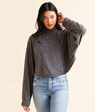 Ribbed Mock Neck Cropped Top