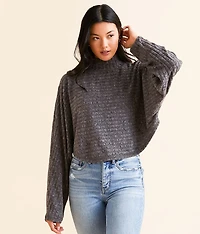 Ribbed Mock Neck Cropped Top