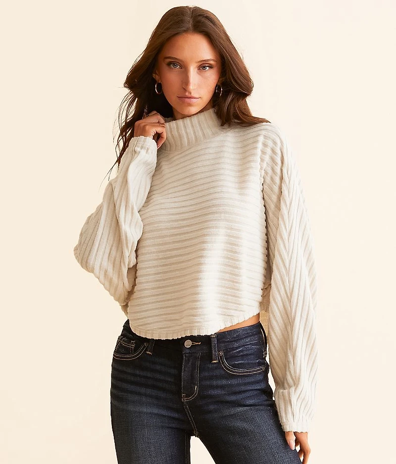 Ribbed Mock Neck Cropped Top