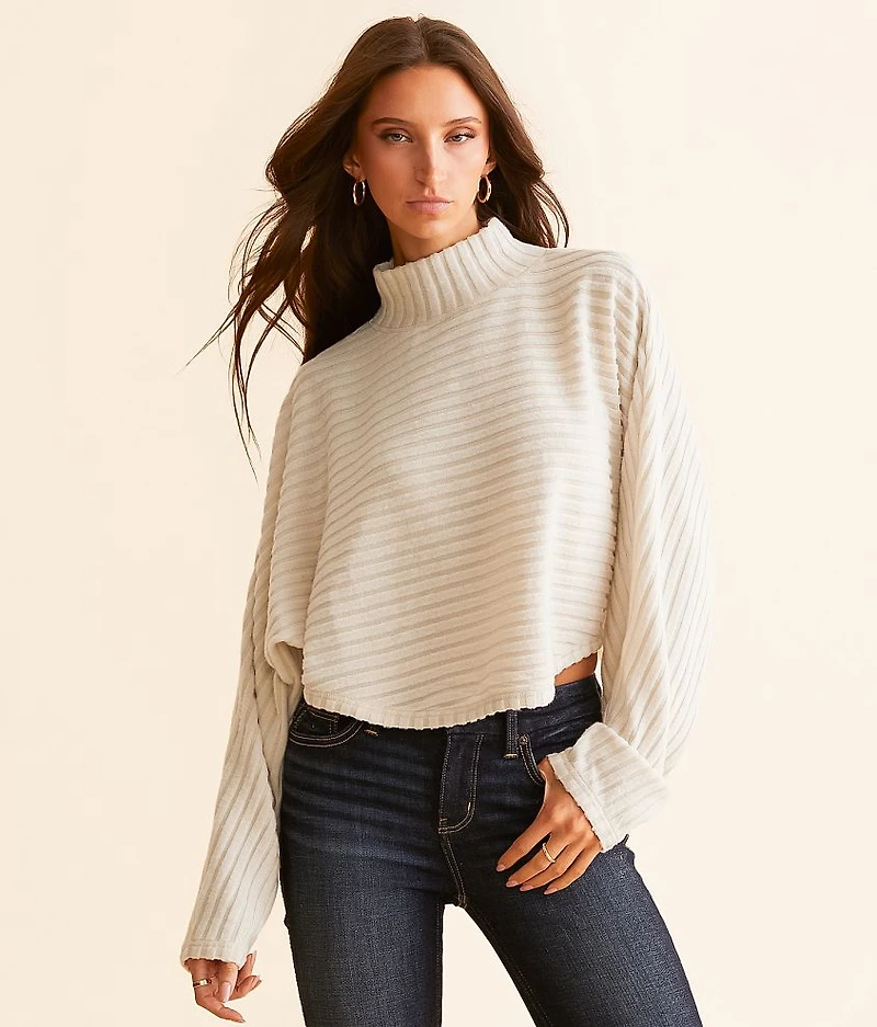 Ribbed Mock Neck Cropped Top