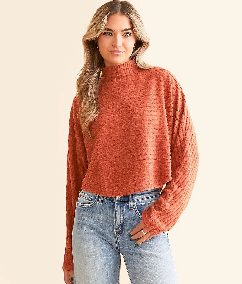 Ribbed Mock Neck Cropped Top