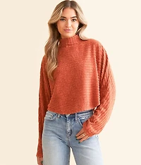 Ribbed Mock Neck Cropped Top