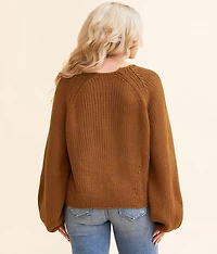 Chunky Cable Knit Cardigan Sweater