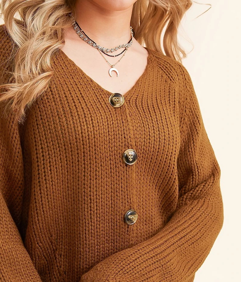 Chunky Cable Knit Cardigan Sweater