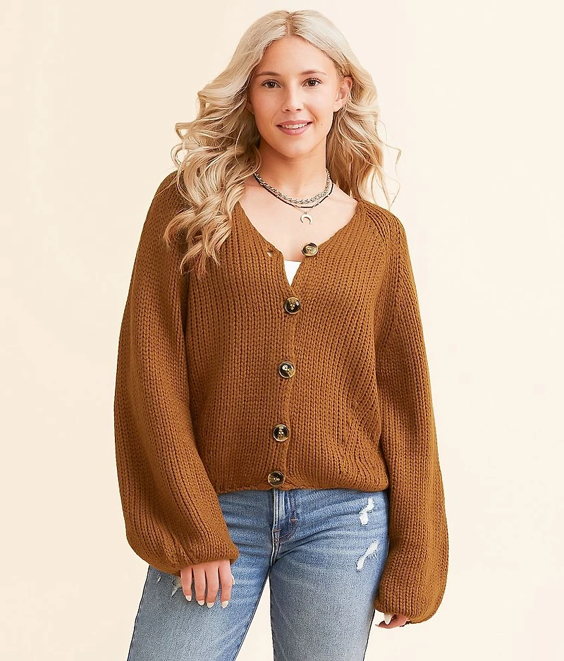 Chunky Cable Knit Cardigan Sweater