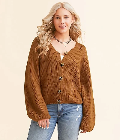 Chunky Cable Knit Cardigan Sweater