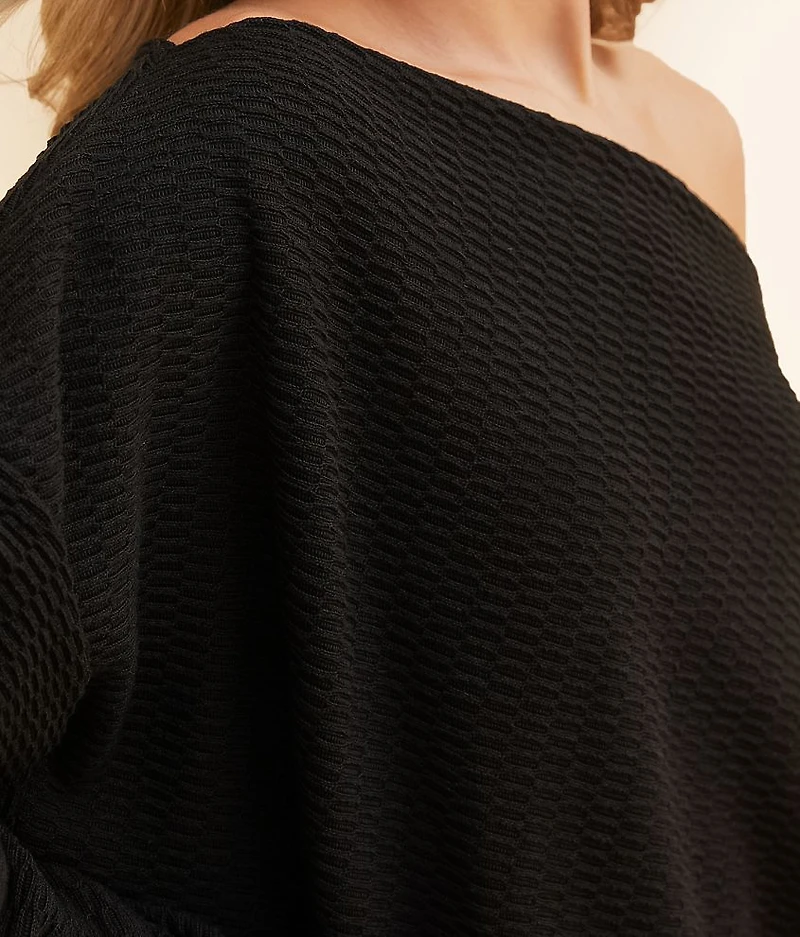 Asymmetrical Boat Neck Top