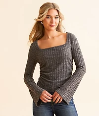 Ribbed Square Neck Top