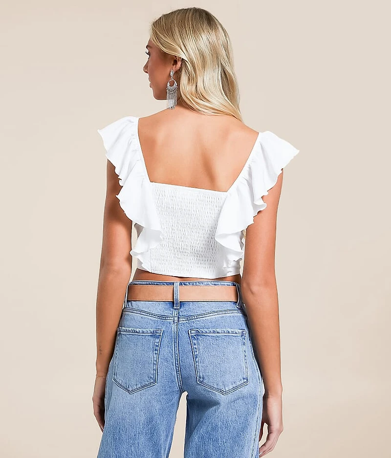 Ruffle Strap Cropped Tank Top