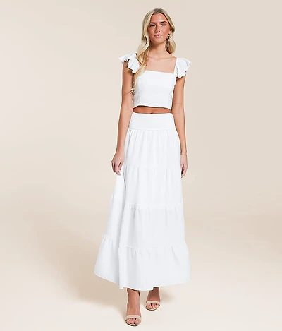 Ruffle Strap Cropped Tank Top