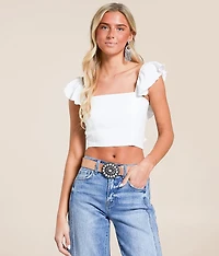 Ruffle Strap Cropped Tank Top