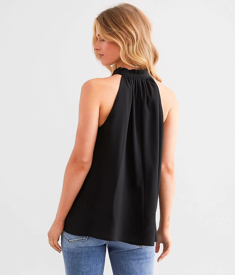 Ruffle High Neck Tank Top