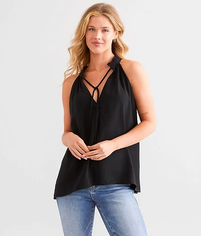 Hyfve Ruffle High Neck Tank Top