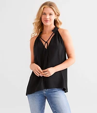 Hyfve Ruffle High Neck Tank Top