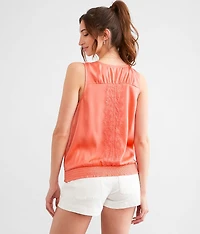 Satin Eyelash Lace Tank Top