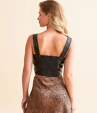 Faux Leather Cropped Tank Top