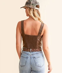 Faux Leather Cropped Tank Top