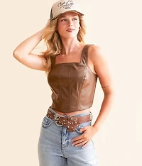 Faux Leather Cropped Tank Top