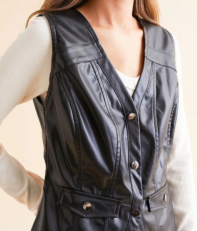 danna faux leather dress Sleeveless Studded Faux-Leather Maxi Dress